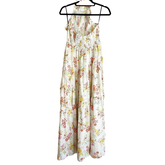 S/W/F Shirred Floral Print Halter Sleeveless Tiered Garden Party Dress Sz M NWT - Picture 7 of 13